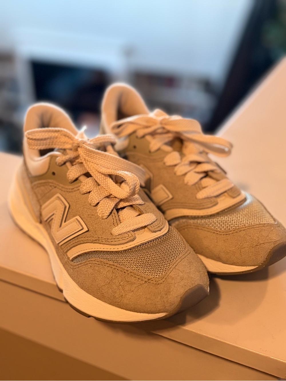 New Balance Kids Beige Sneakers with Cream Accents